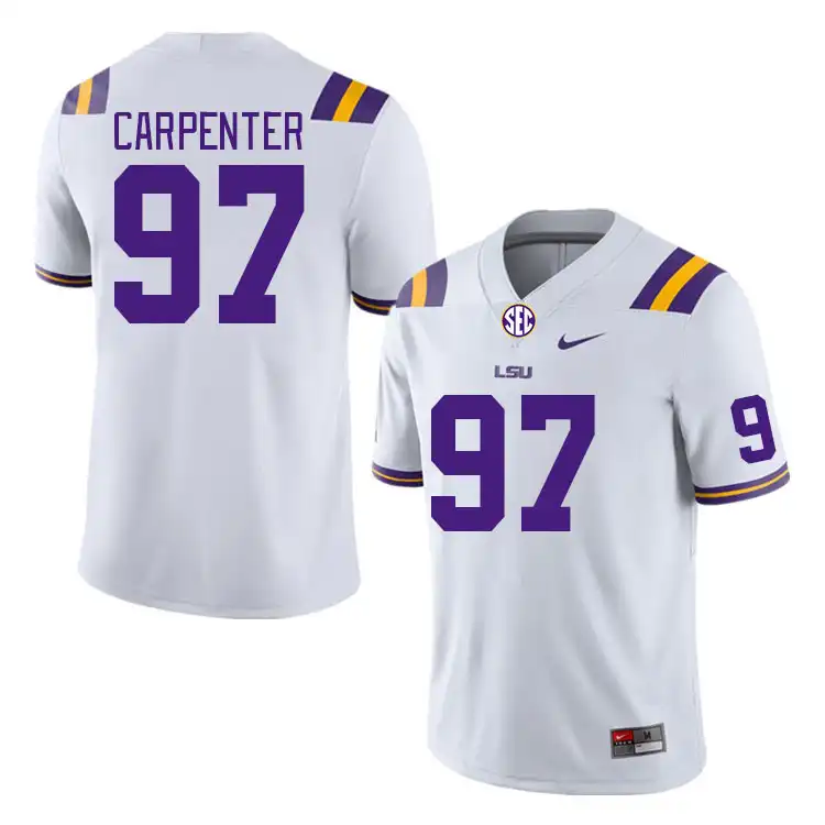 Men's LSU Tigers Dylan Carpenter #97 White NCAA Football Jersey